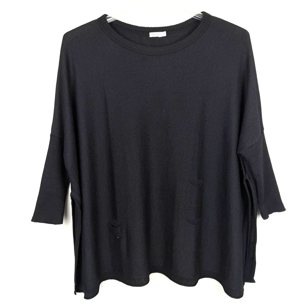 Mer Sea Catalina Crewneck Sweater Women OS Black Tunic Boxy Oversized Minimalist